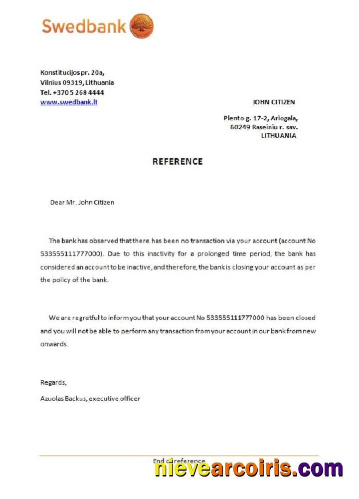 Lithuania Swedbank closure reference